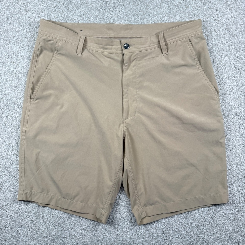 FootJoy Golf Shorts Men 34 Tan Performance Stretch Flat‎ Front Khaki FJ Logo